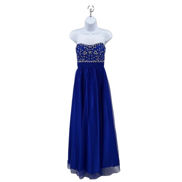 Bee Darlin Dresses & Skirts - Bee Darlin Royal Blue Formal Gown Jewel/Sequin Sz 7/8 Strapless Prom/Wedding